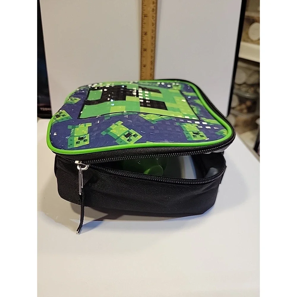 Minecraft Lunch Bag Green Creeper Zip Around Mojang Video Game